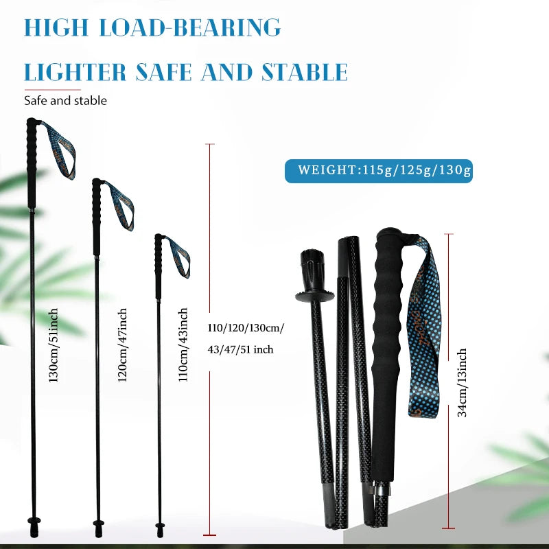 OKHEALING T800 Carbon Fiber Trekking Poles Lightweight Collapsible