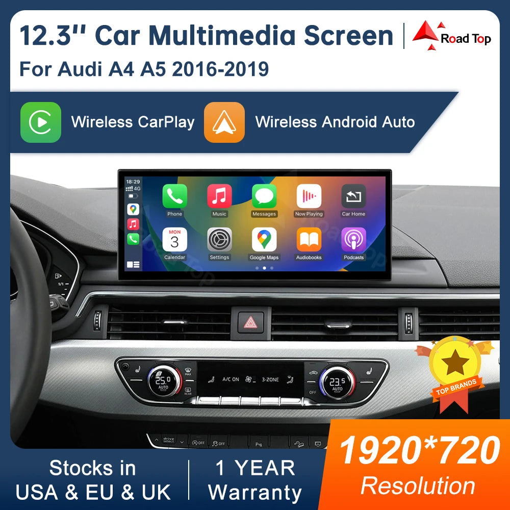 Road Top Multimedia Touch Screen Display For Audi Wireless CarPlay