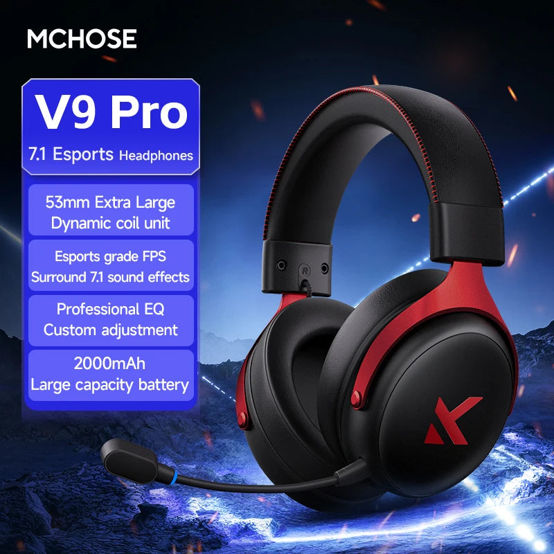 MCHOSE V9 Pro Wireless Gaming Headset PS5 7.1 Surround Sound