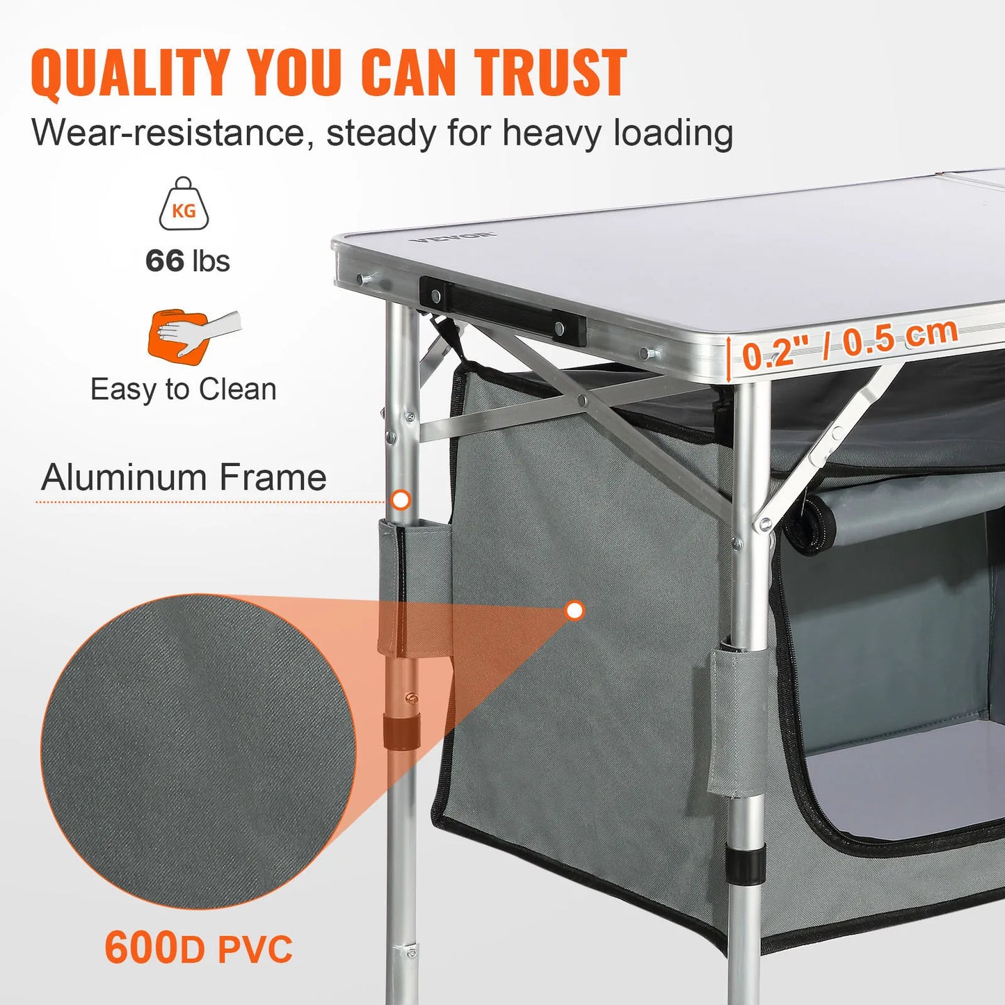VEVOR Folding Camping Kitchen Table Quick Setup For Outdoor Use