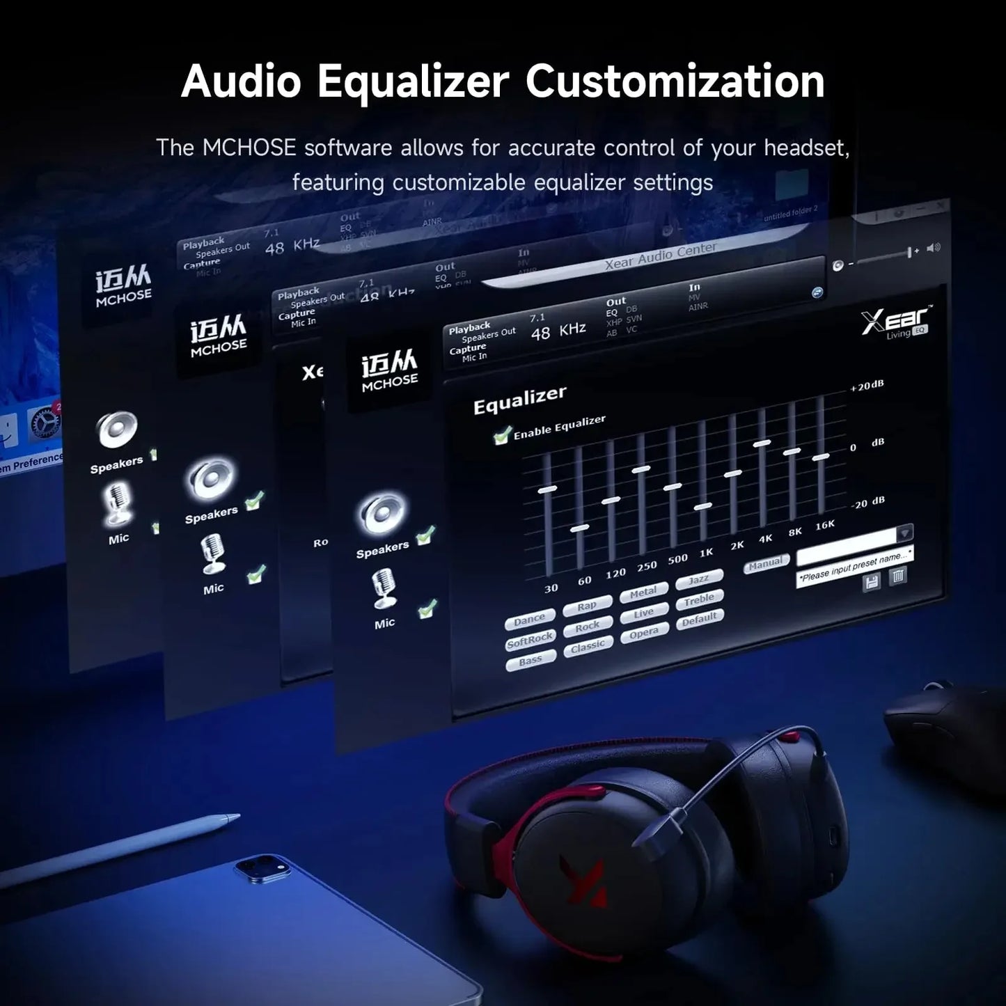MCHOSE V9 Pro Wireless Gaming Headset PS5 7.1 Surround Sound
