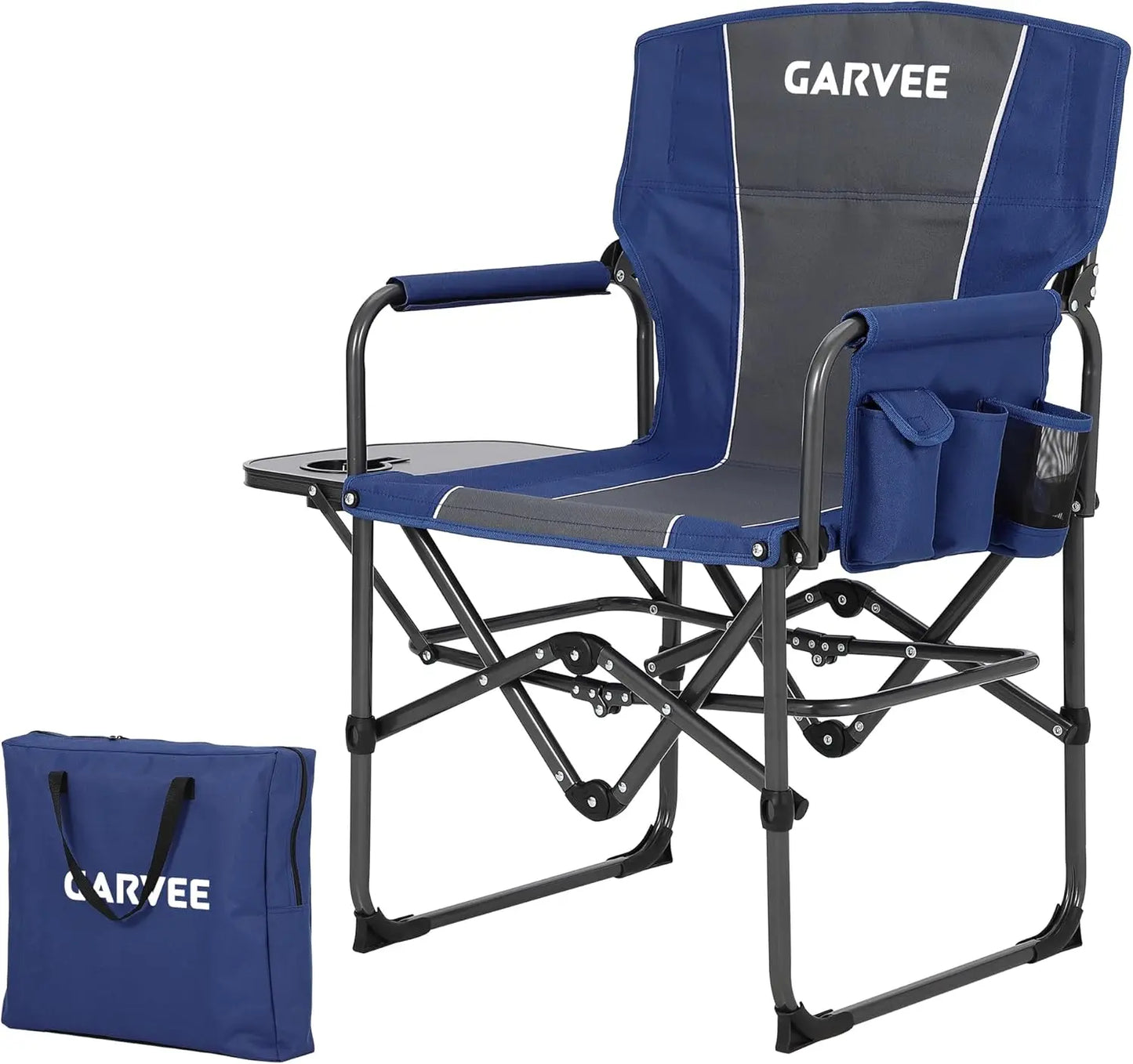 HiMISS Heavy Duty Folding Directors Chair With Cup Holder And Side Table