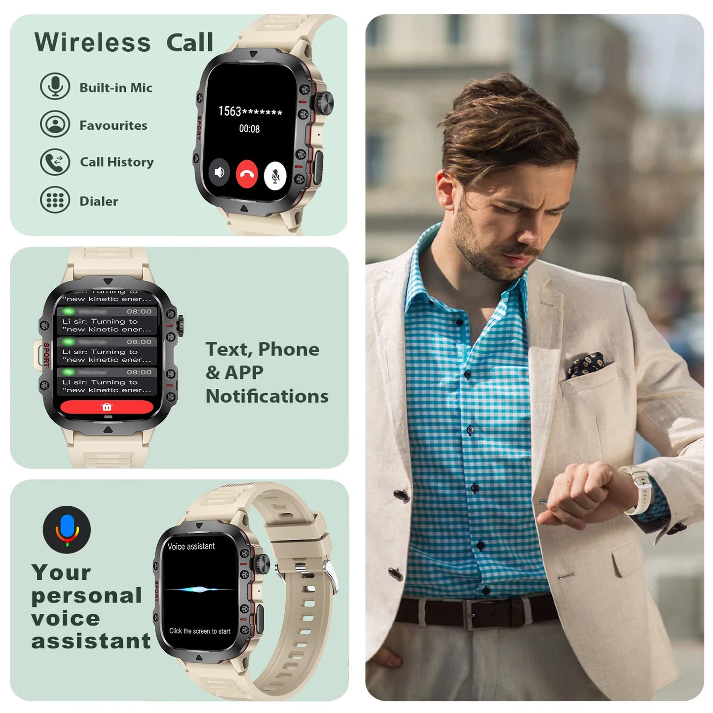 AI Voice Assistant Smart Watch With Bluetooth Calls and Tracking