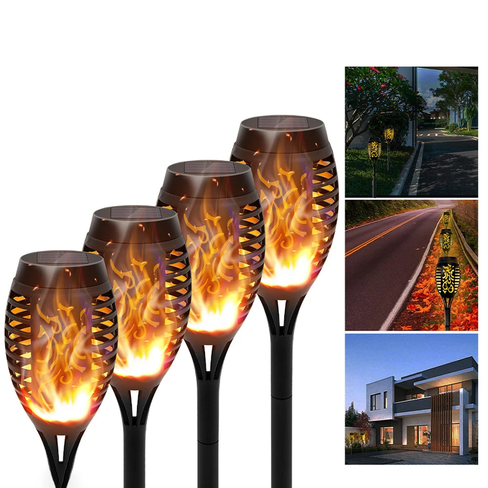 Solar Flame Torch Lights LED Flickering Outdoor Lawn And Patio Decor