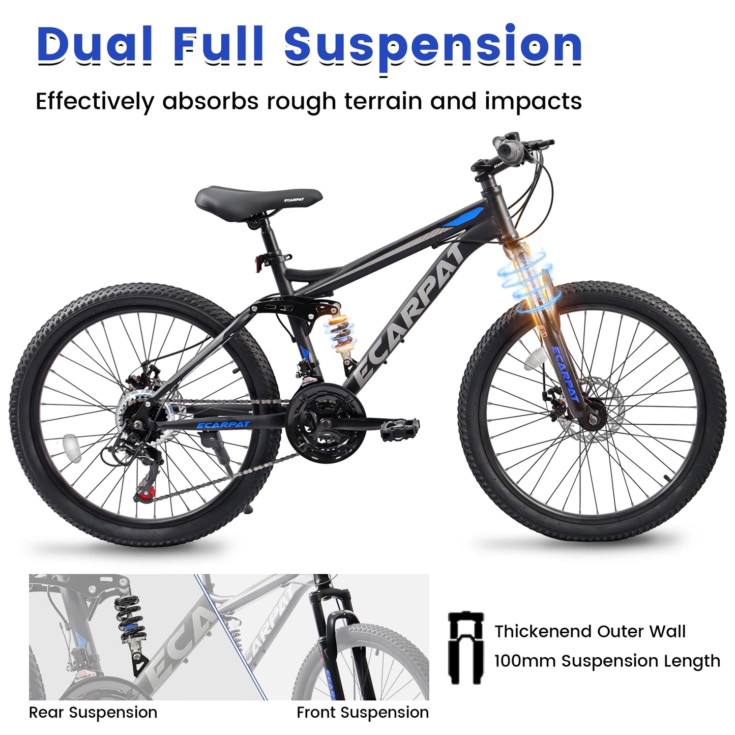 Ecarpat Dual Full Suspension Mountain Bike for All Terrain