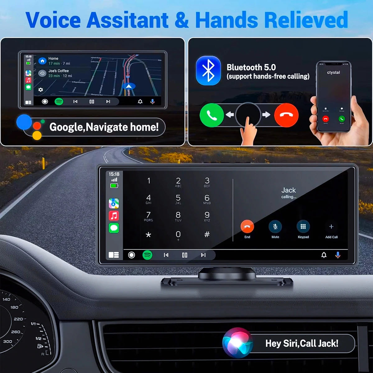 Portable 4K Car DVR With Wireless CarPlay And Android Auto