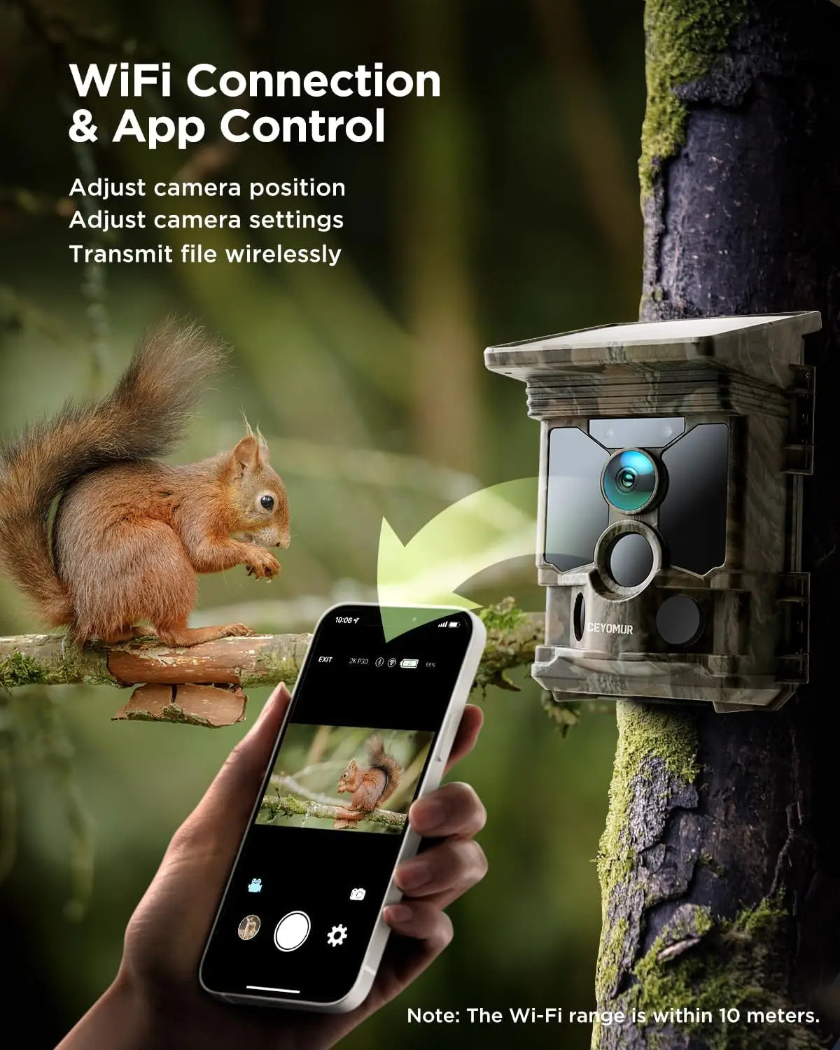 4K Solar Trail Camera With WiFi Night Vision Motion Activated
