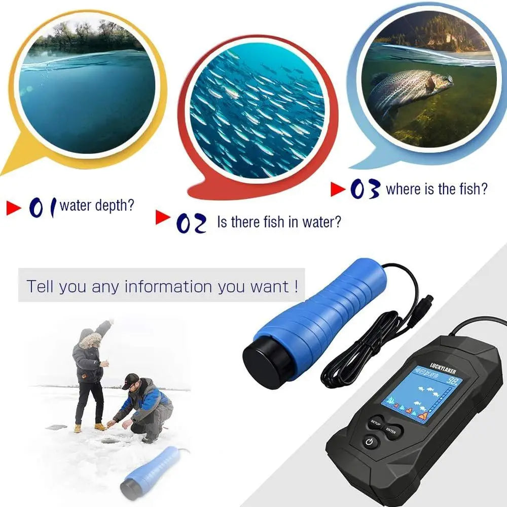 Depth Handheld Fish Finder With Transducer LCD Monitor