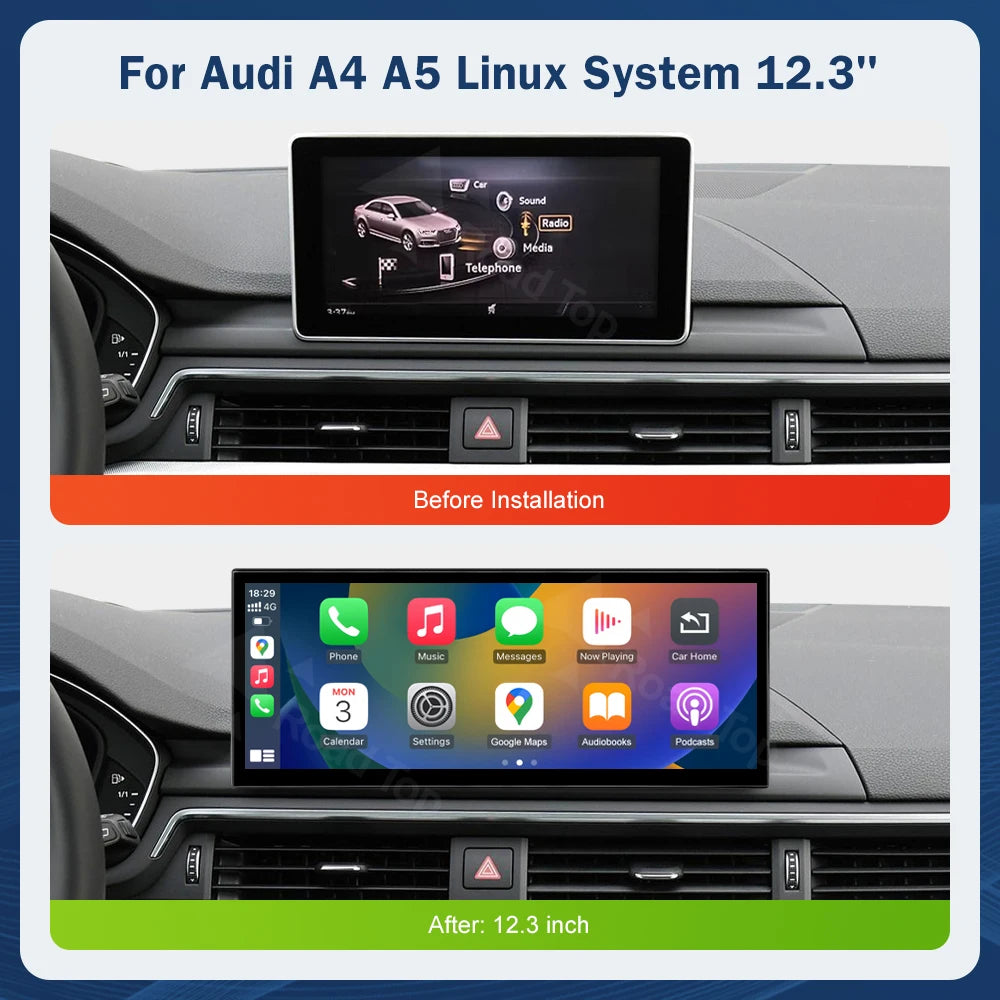Road Top Multimedia Touch Screen Display For Audi Wireless CarPlay