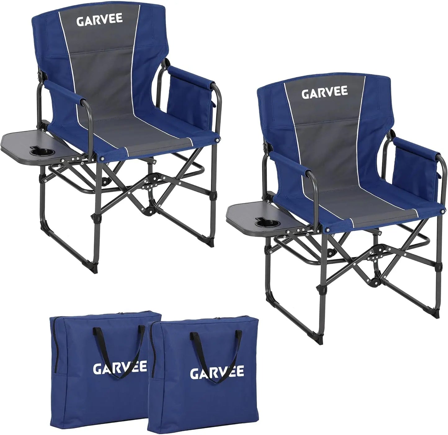 HiMISS Heavy Duty Folding Directors Chair With Cup Holder And Side Table
