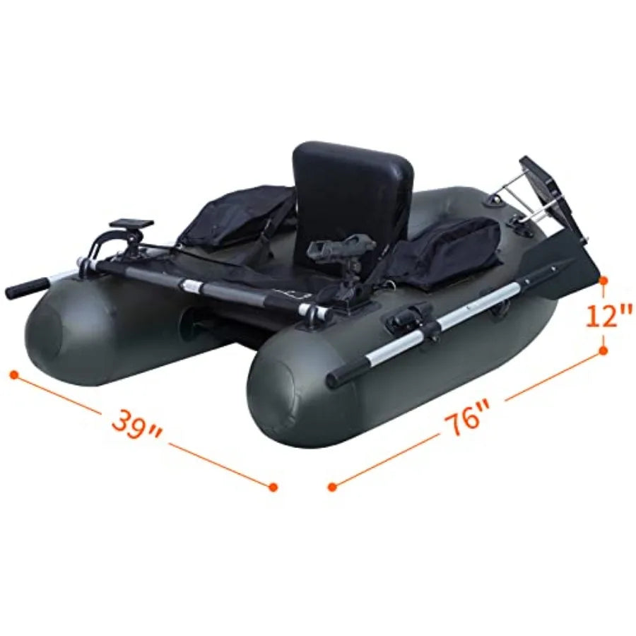 Inflatable Fishing Float Tube Belly Boat With Adjustable Straps Pockets