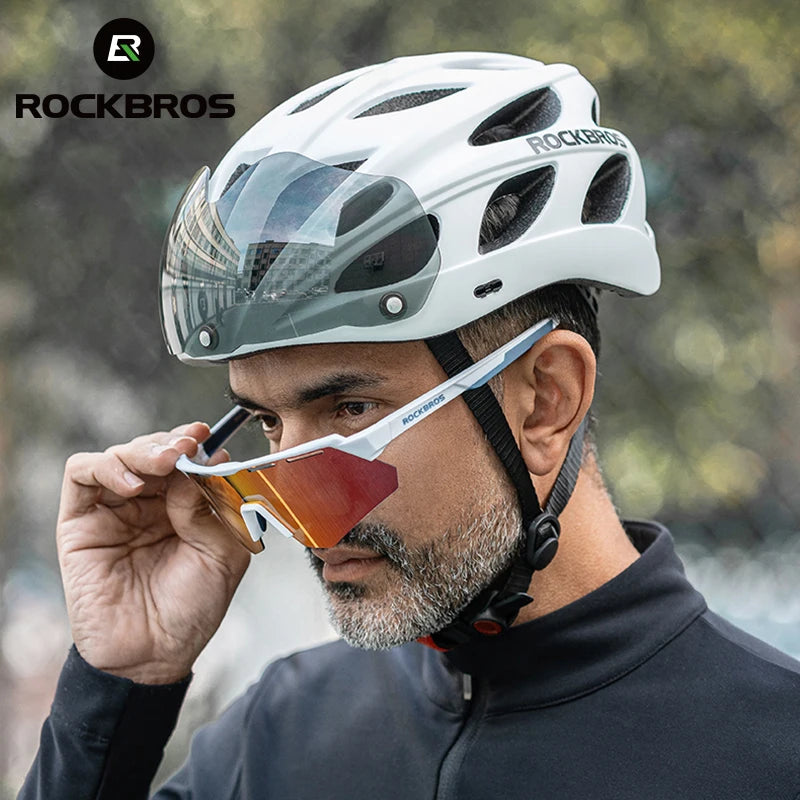 ROCKBROS Cycling Helmet With Integrated Goggles For MTB Road