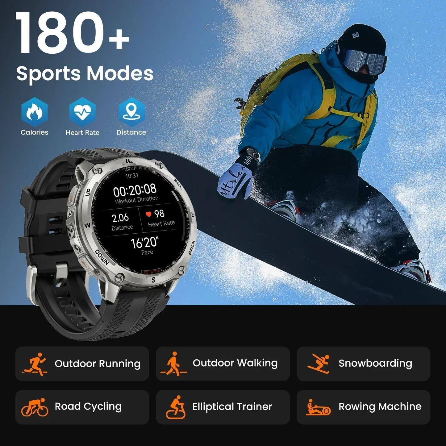KOSPET Tank T4 Smart Watch For Men GPS 10ATM Waterproof
