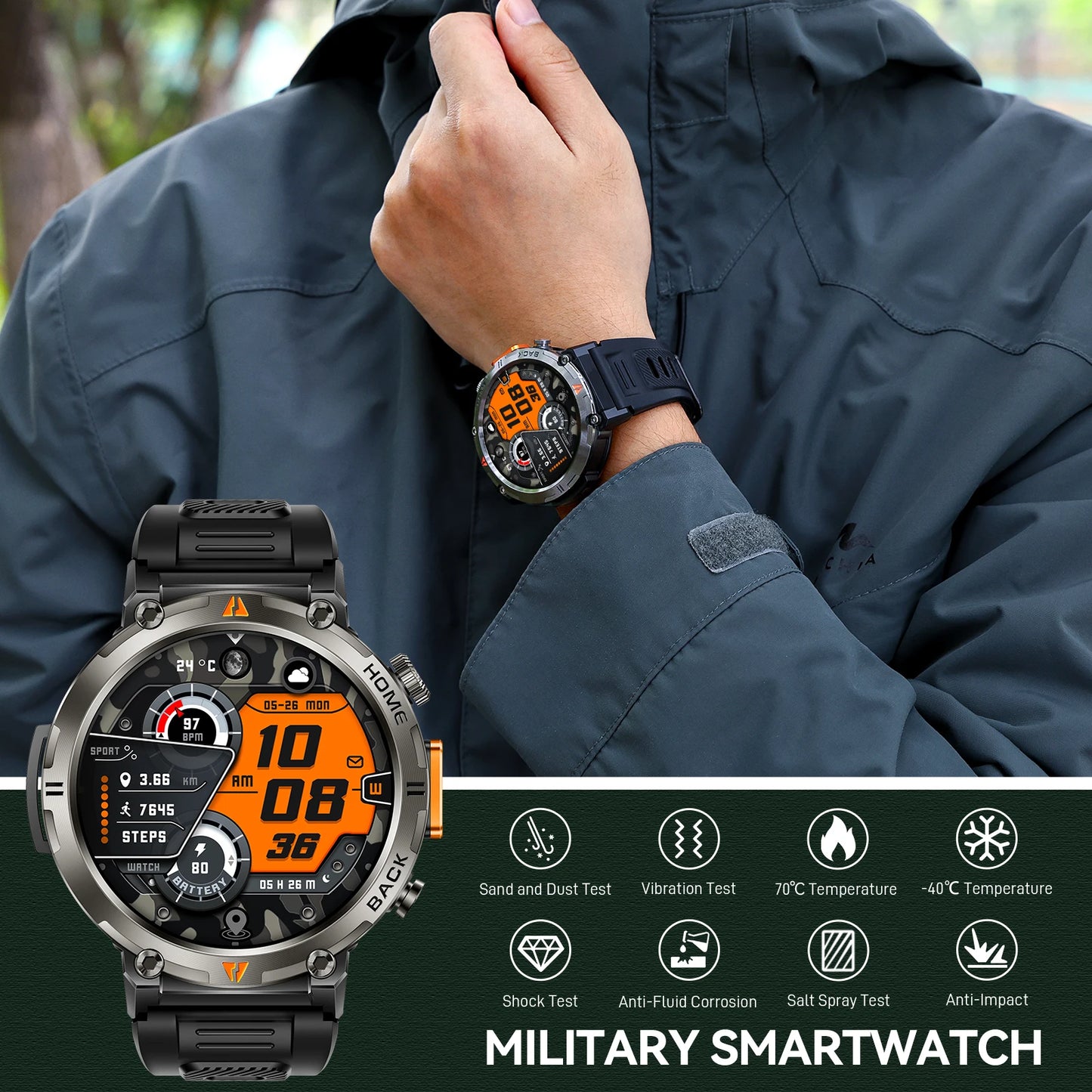 EIGIIS KE3 Smartwatch for Men With Heart Rate Monitor