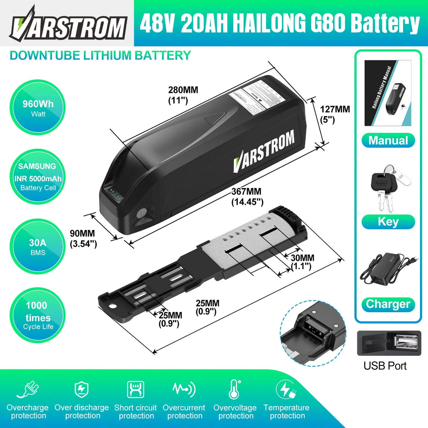 Hailong 48V Downtube Ebike Battery Pack 21700 Cells