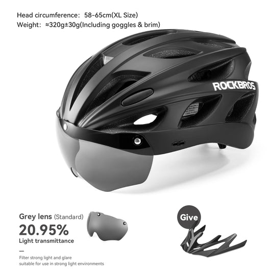 ROCKBROS Cycling Helmet With Integrated Goggles For MTB Road