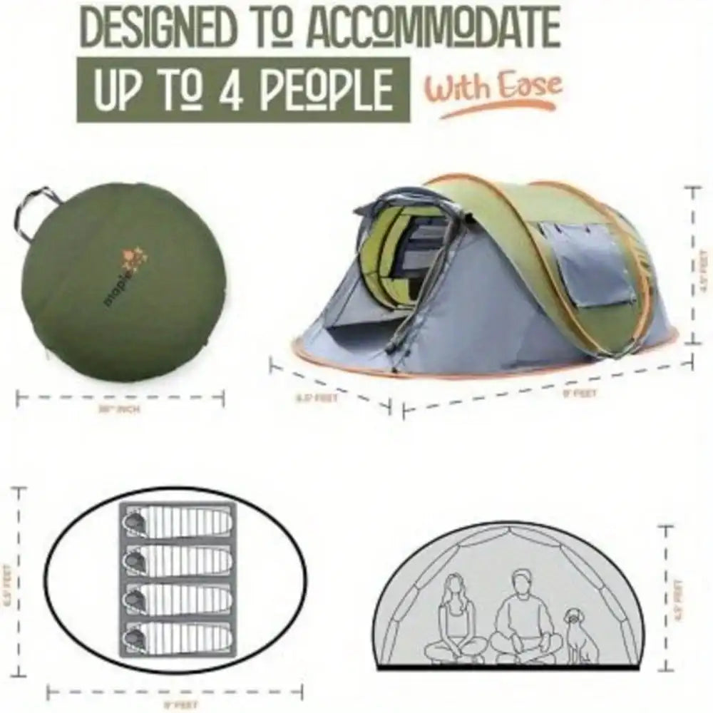 Waterproof Pop Up Camping Tent With Two Durable Doors