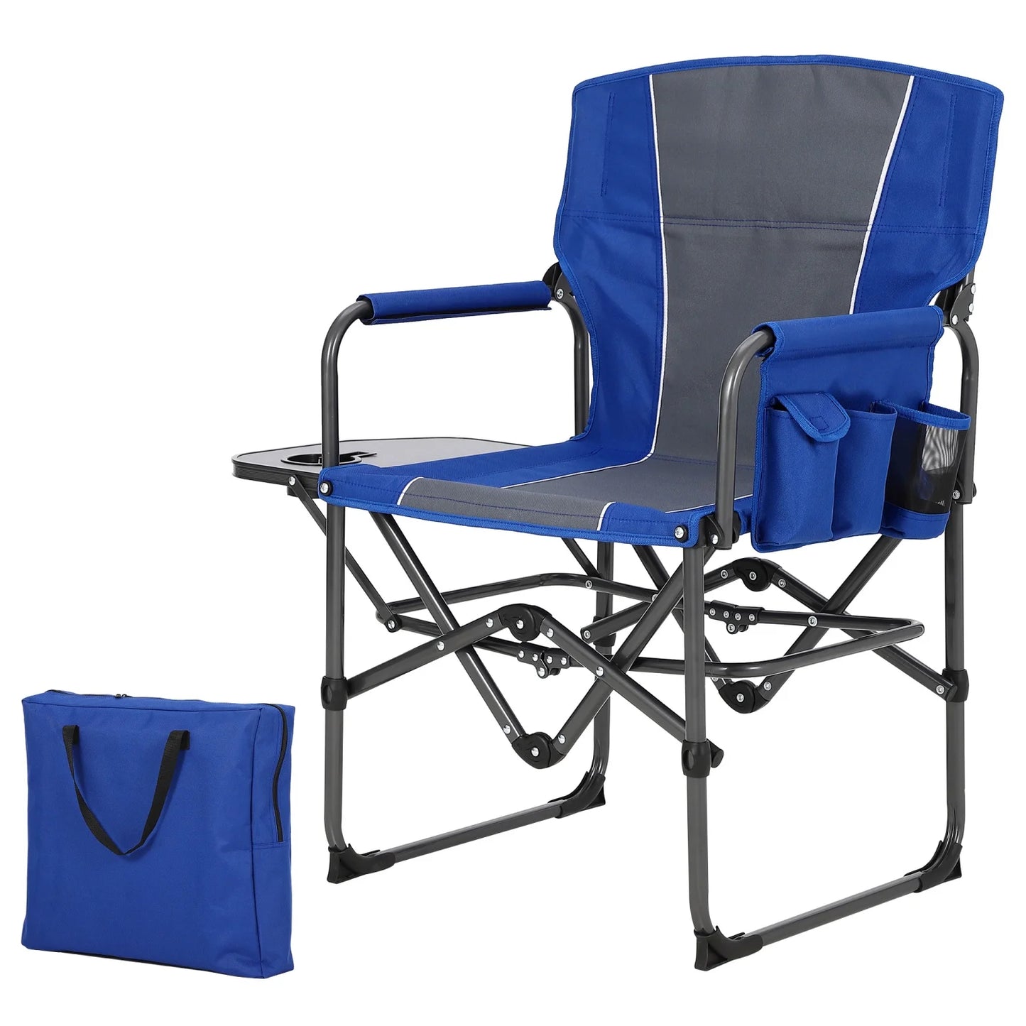 HiMISS Heavy Duty Folding Directors Chair With Cup Holder And Side Table
