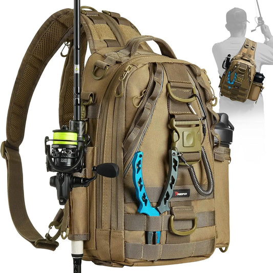 Fishing Tackle Backpack With Rod Holder and Gear Storage