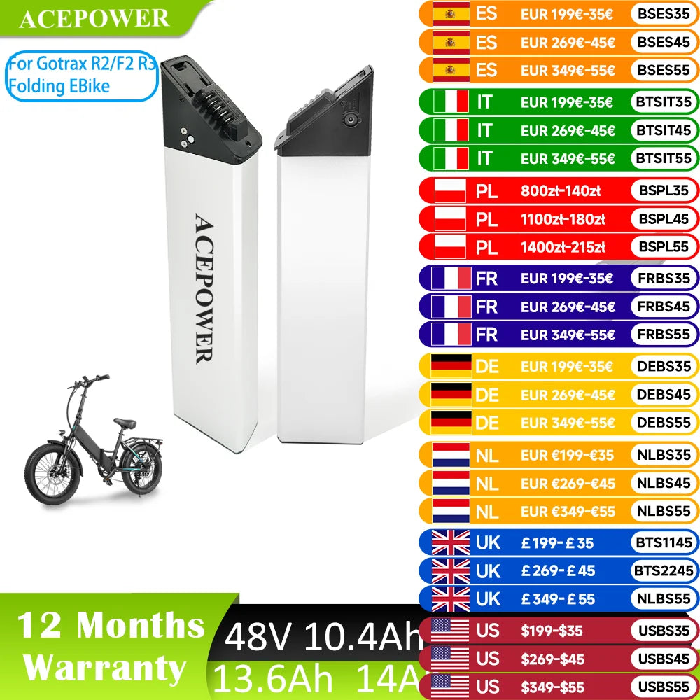 ACEBEI-POWER 48V Ebike Battery For Gotrax F2 F3 XP Step-Through