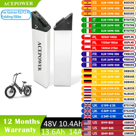 ACEBEI-POWER 48V Ebike Battery For Gotrax F2 F3 XP Step-Through