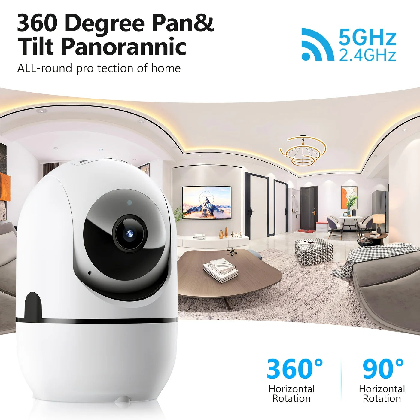 4MP Indoor Security Camera DualBand WiFi Pan Tilt For Home Surveillance