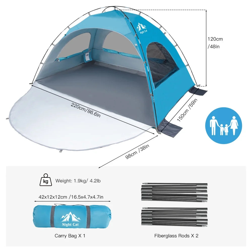 Night Cat Beach Tent Portable Sunshade Shelter With UV Protection