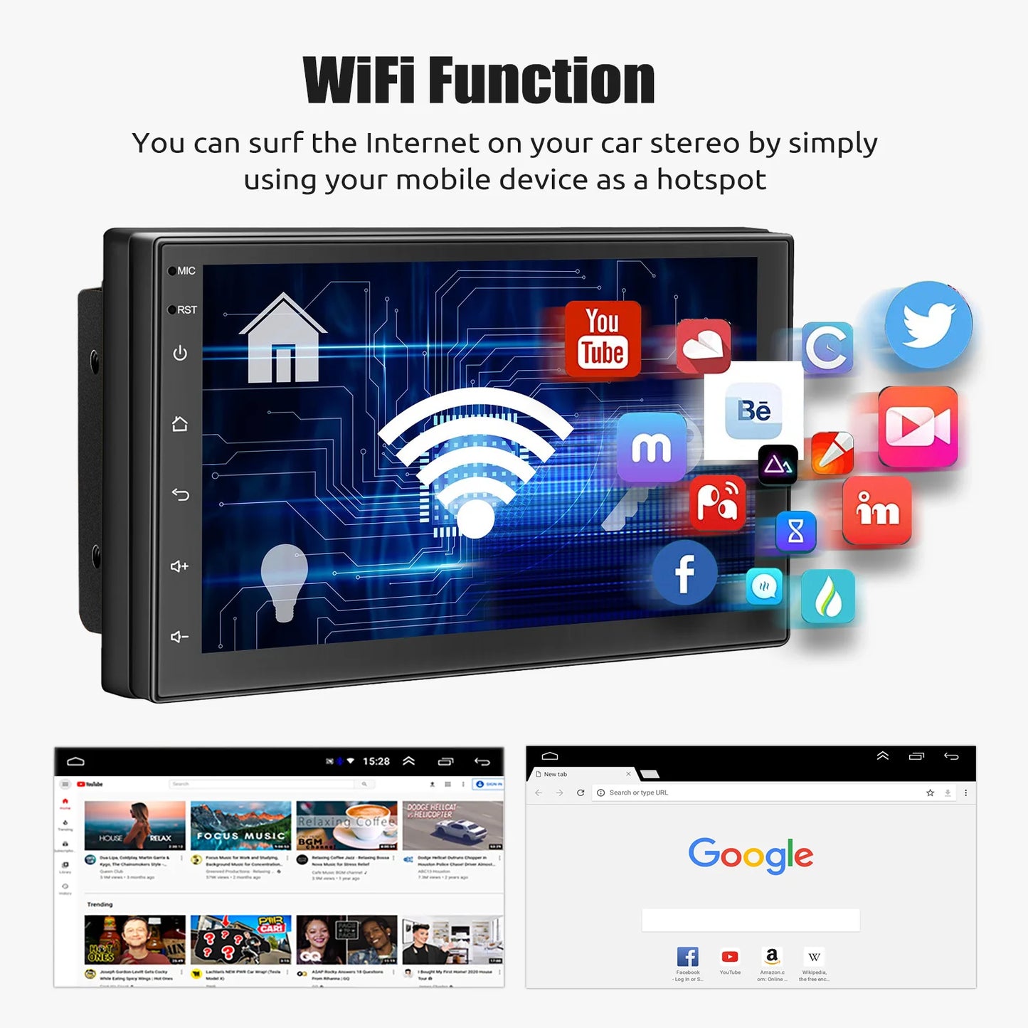 ESSGOO Android 15 Car Radio Android Auto Wireless CarPlay MP5