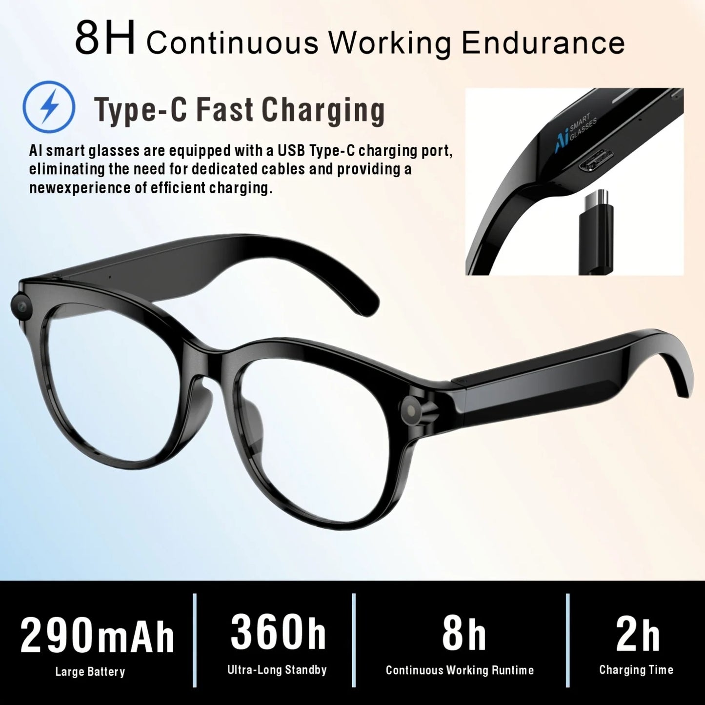 SENBONO AI Smart Glasses With Camera And Translator Bluetooth Music