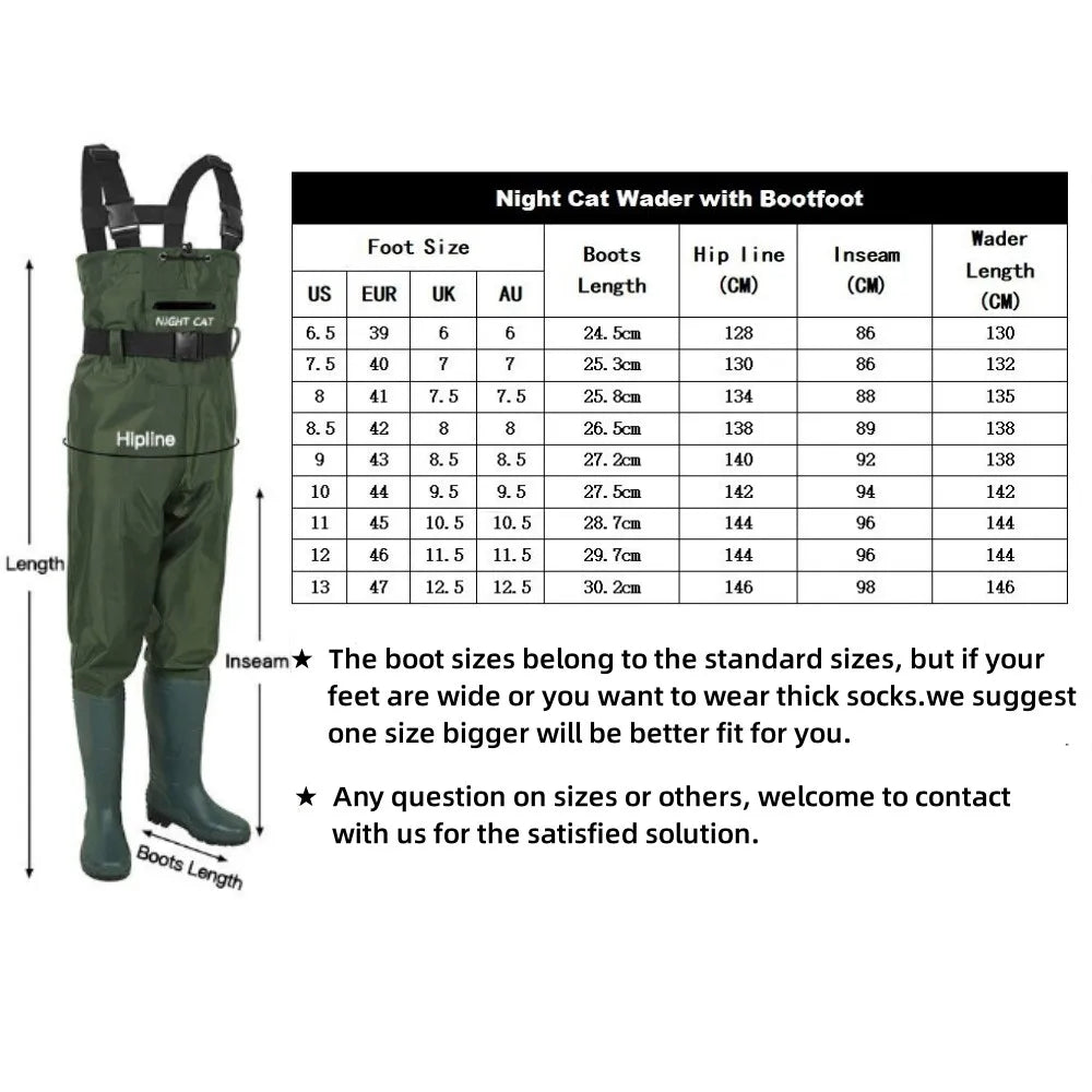 Night Cat Breathable Chest Wader For Men And Women With Boots