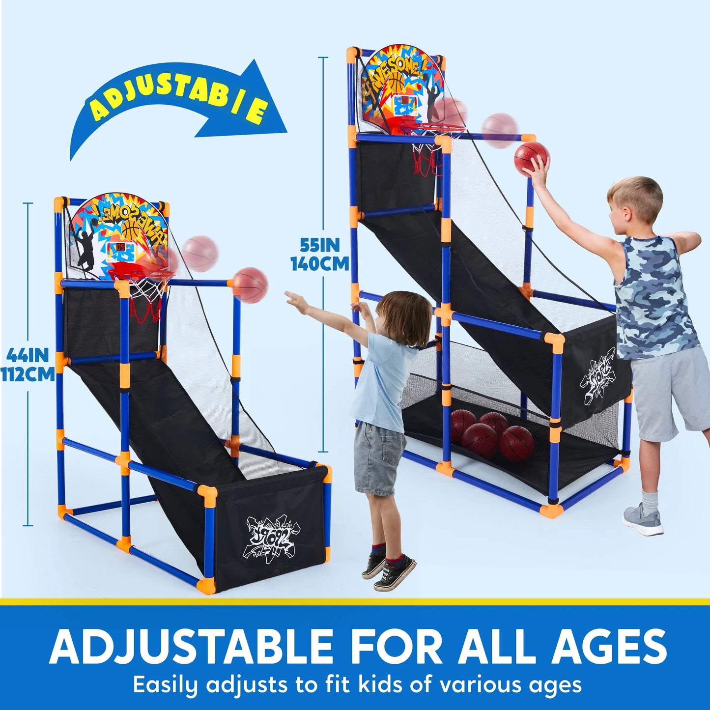 Joyfy LED Scoring Arcade Basketball Game With Four Balls And Adjustable Stand