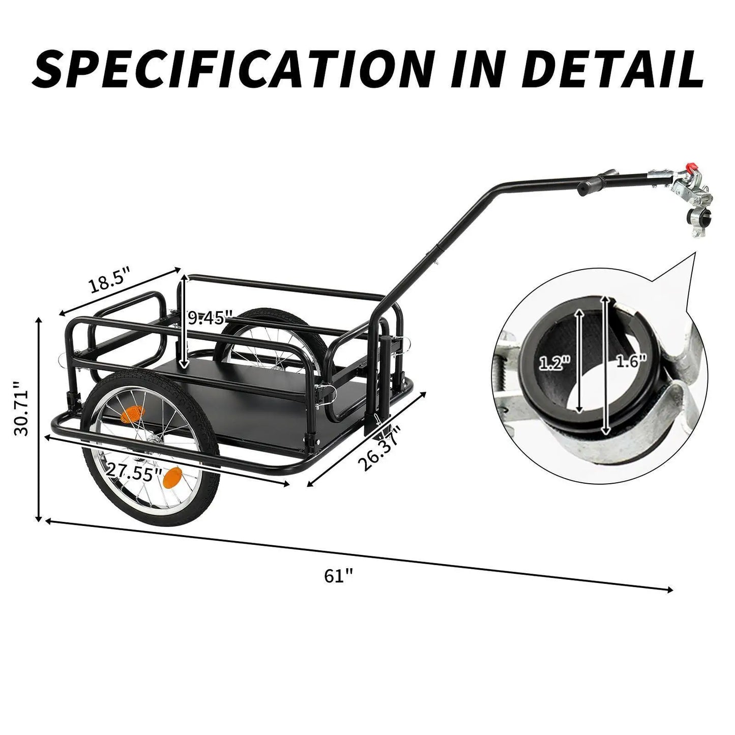 Bike Cargo Trailer Carrier With Hitch For Bicycle And Luggage
