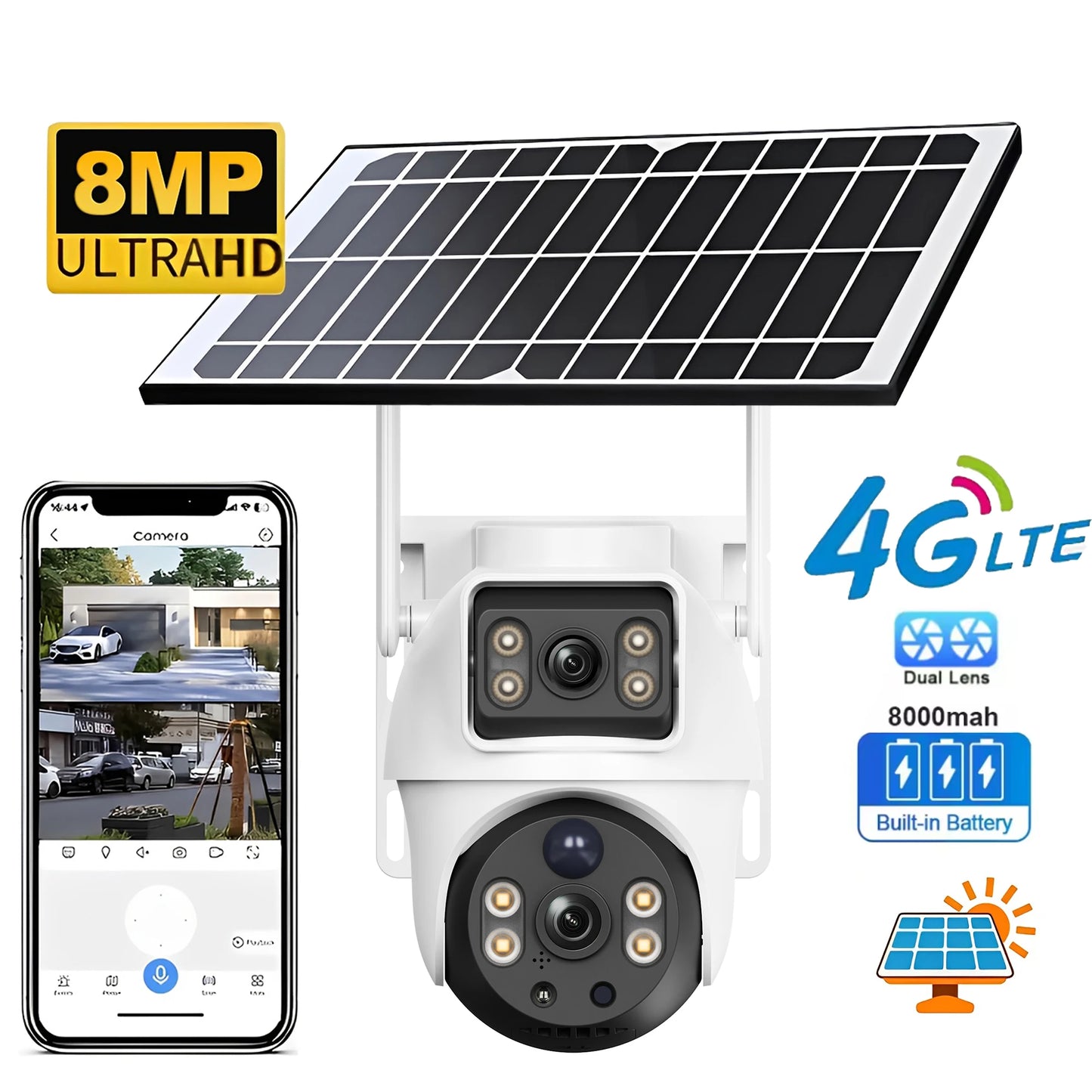 V380 Pro Dual Lens 8MP IP Camera 4G Security System