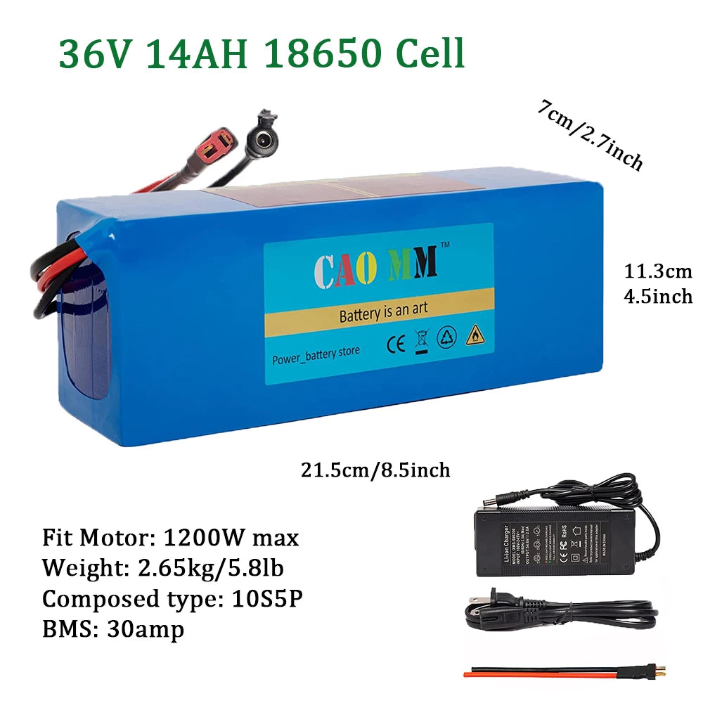 CAO MM 36V Ebike Battery 10Ah-20Ah For Electric Bikes