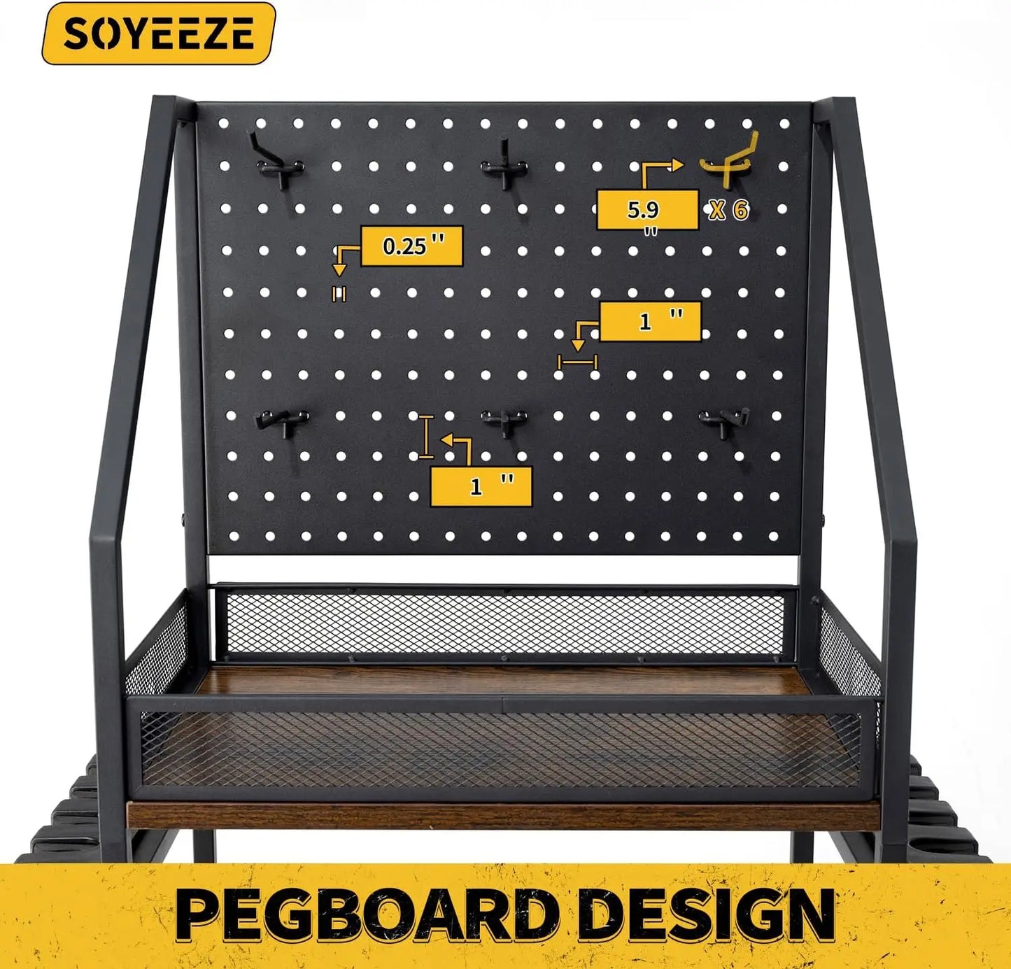 3-Tier Fishing Rod Storage Cart With Pegboard And Lockable Wheels