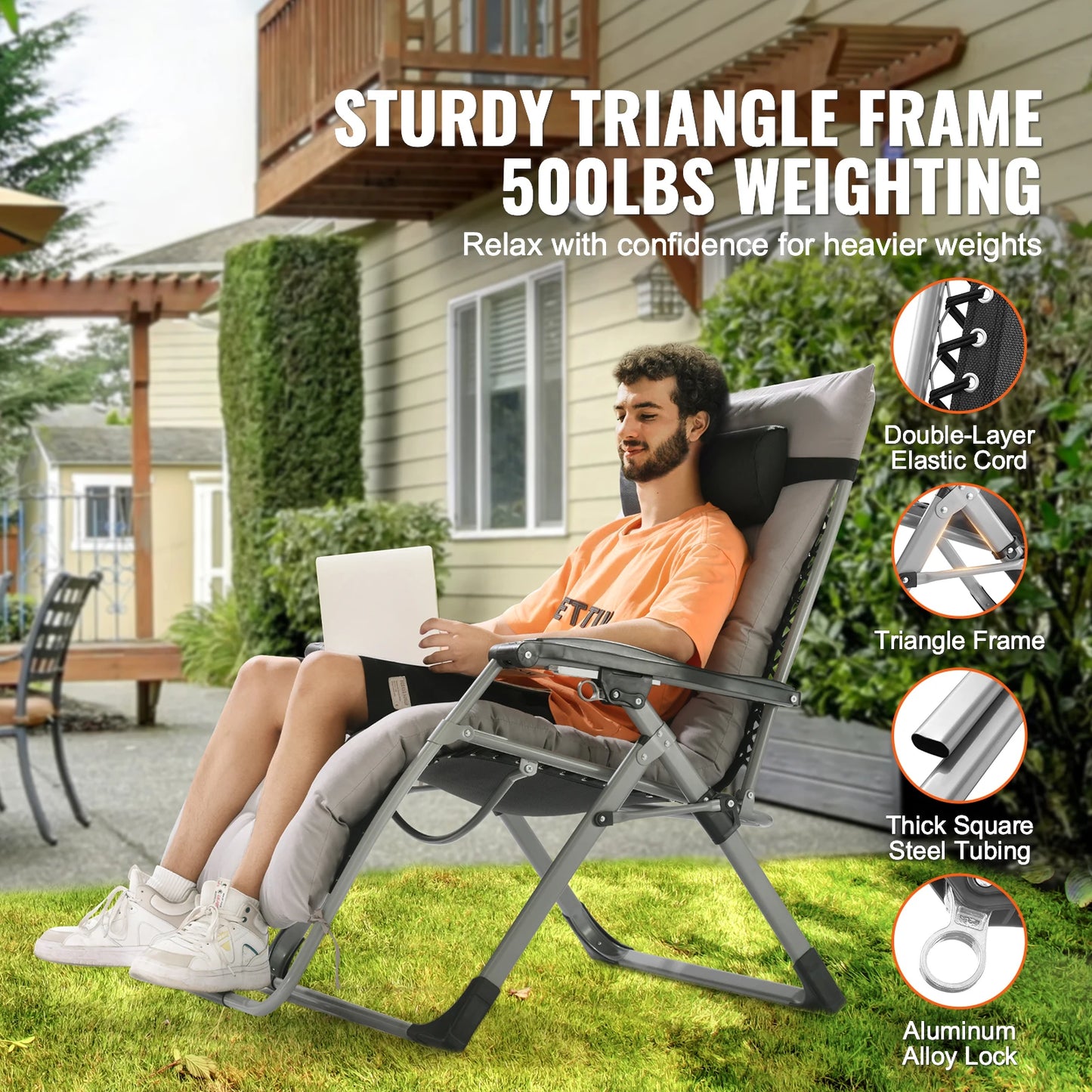 SucceBuy Zero Gravity Chair Adjustable Recline With Cupholder Cushion