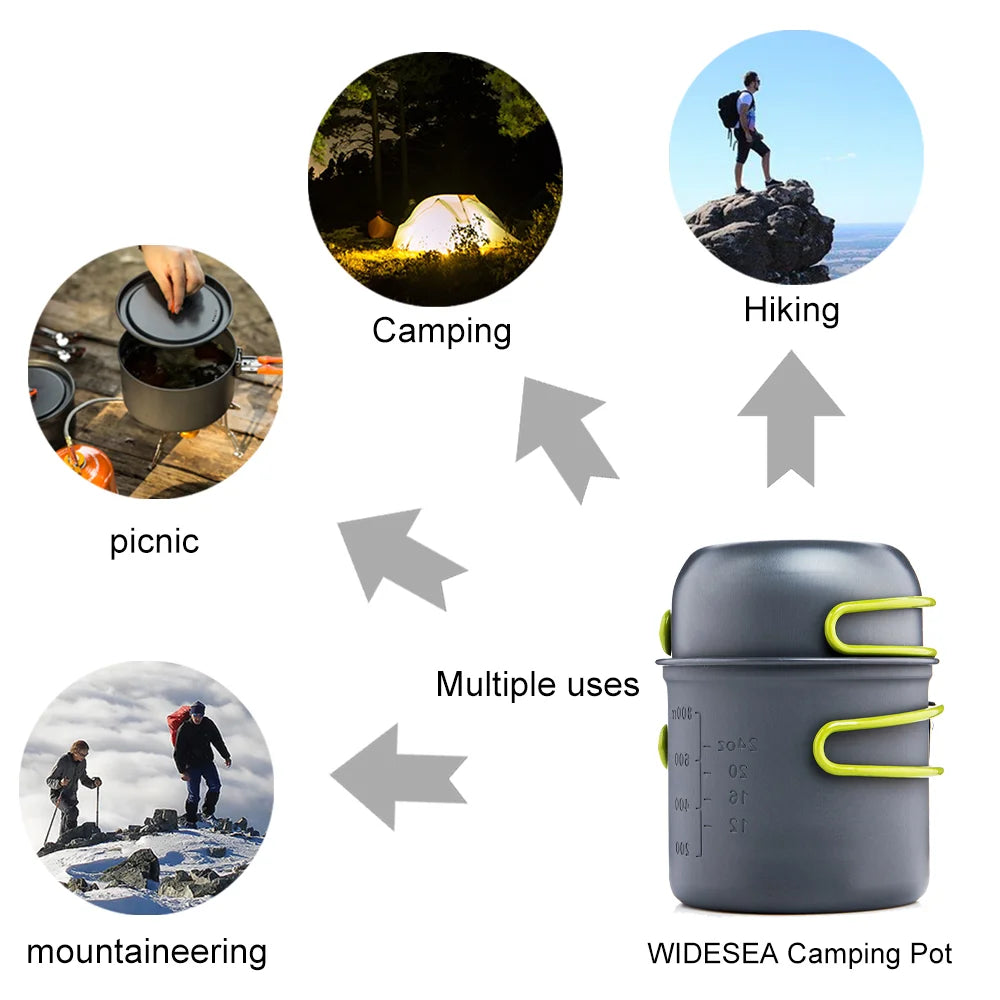 Widesea Ultralight Camping Cookware Set For 1-2 Outdoor Tableware