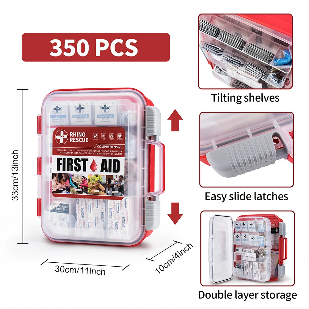 Rhino Rescue 350 Piece All Purpose First Aid Kit Office