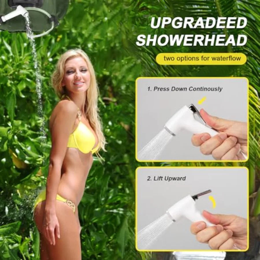 Portable Camping Privacy Shower Tent Kit With 5 Gallon Shower Bag Nozzle Upgrade