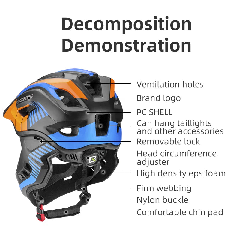 ROCKBROS Child Cycling Helmet With Detachable Full Face Shield