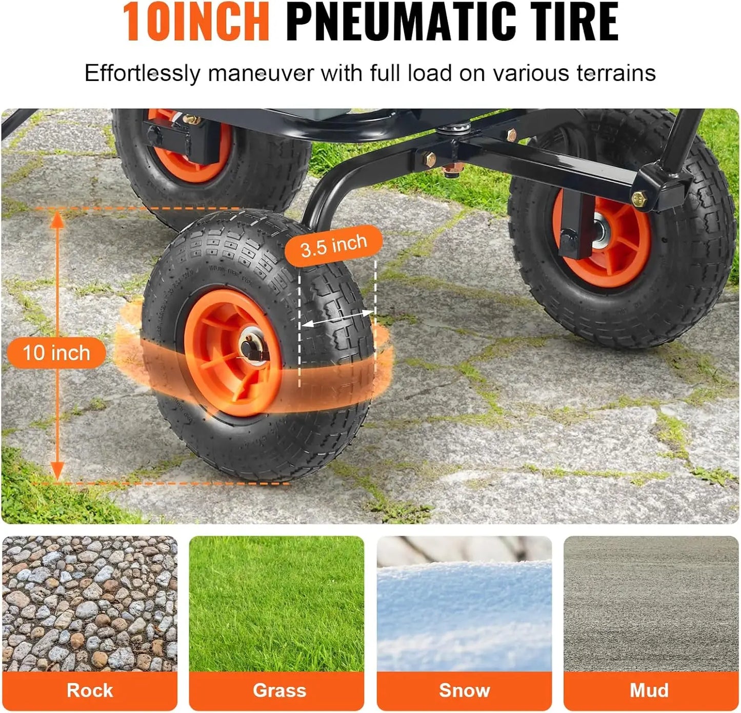Heavy Duty Poly Garden Dump Cart With Four Wheel Design