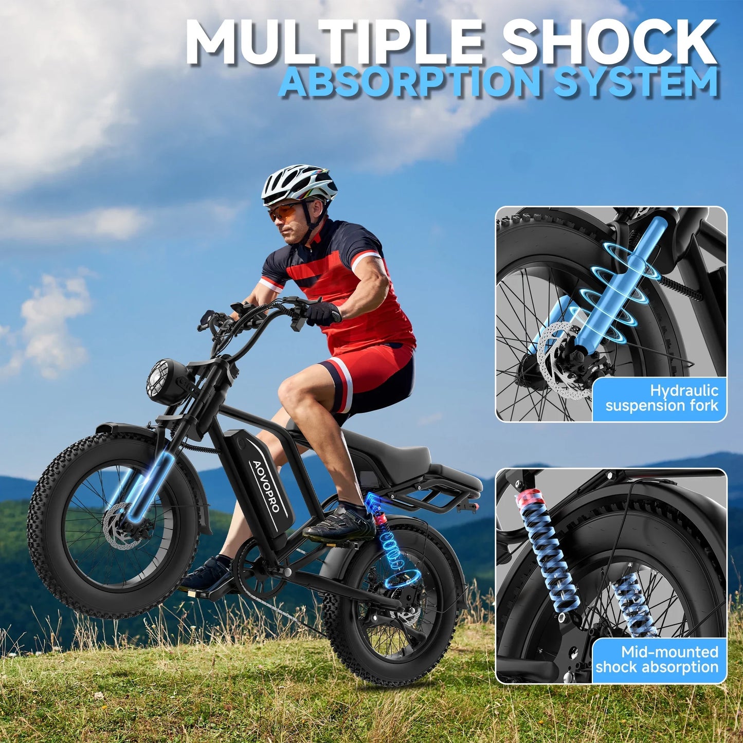 AOVOPRO AP20 Electric Bike 1500W Fat Tire Top Speed 31mph