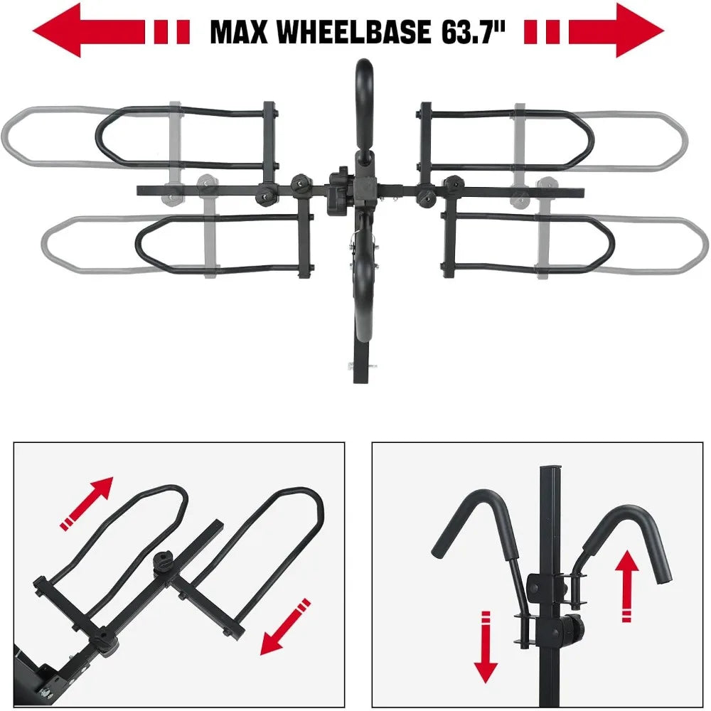 XCAR Foldable Hitch Mount Platform Carrier For 2 Bicycles