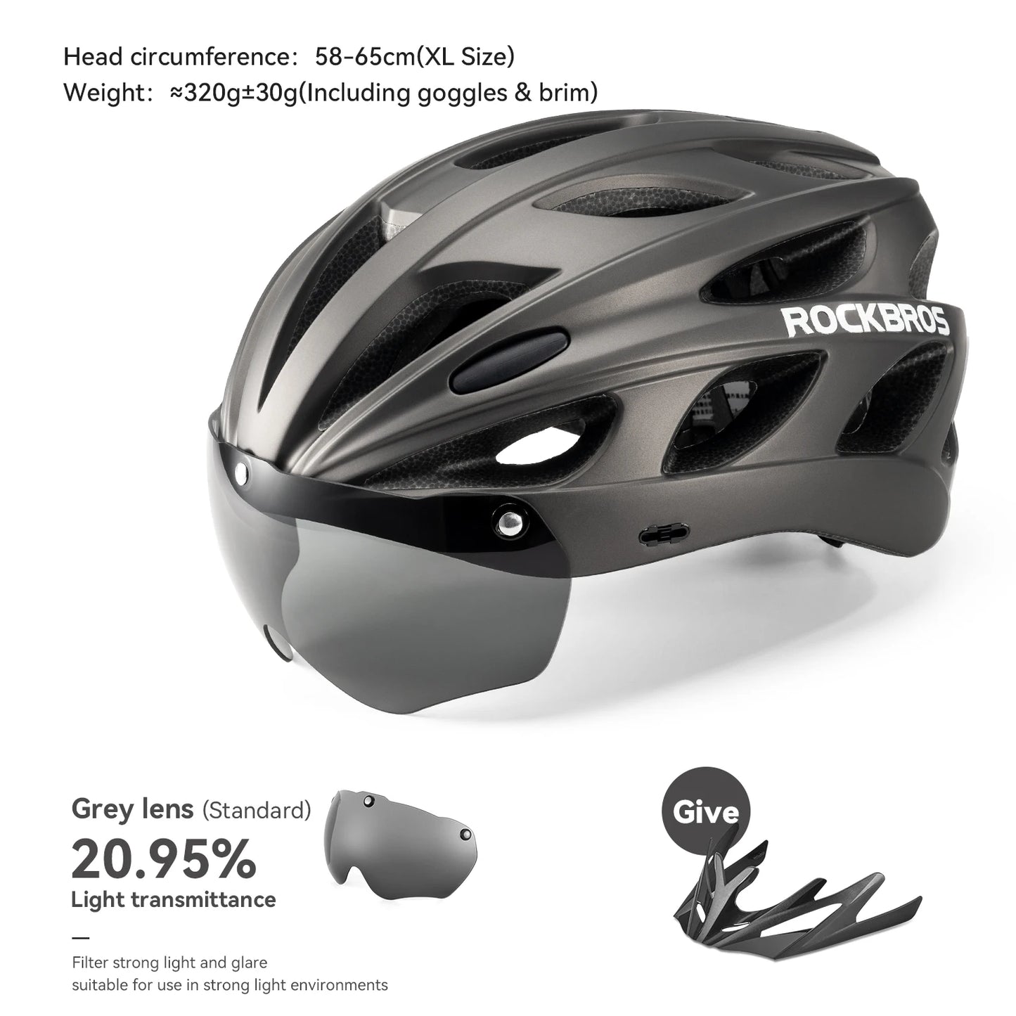 ROCKBROS Cycling Helmet With Integrated Goggles For MTB Road