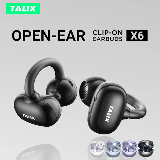 TALIX Ultra Open Ear Earbuds X6 Clip On With Spatial Sound 40 Hour Playtime