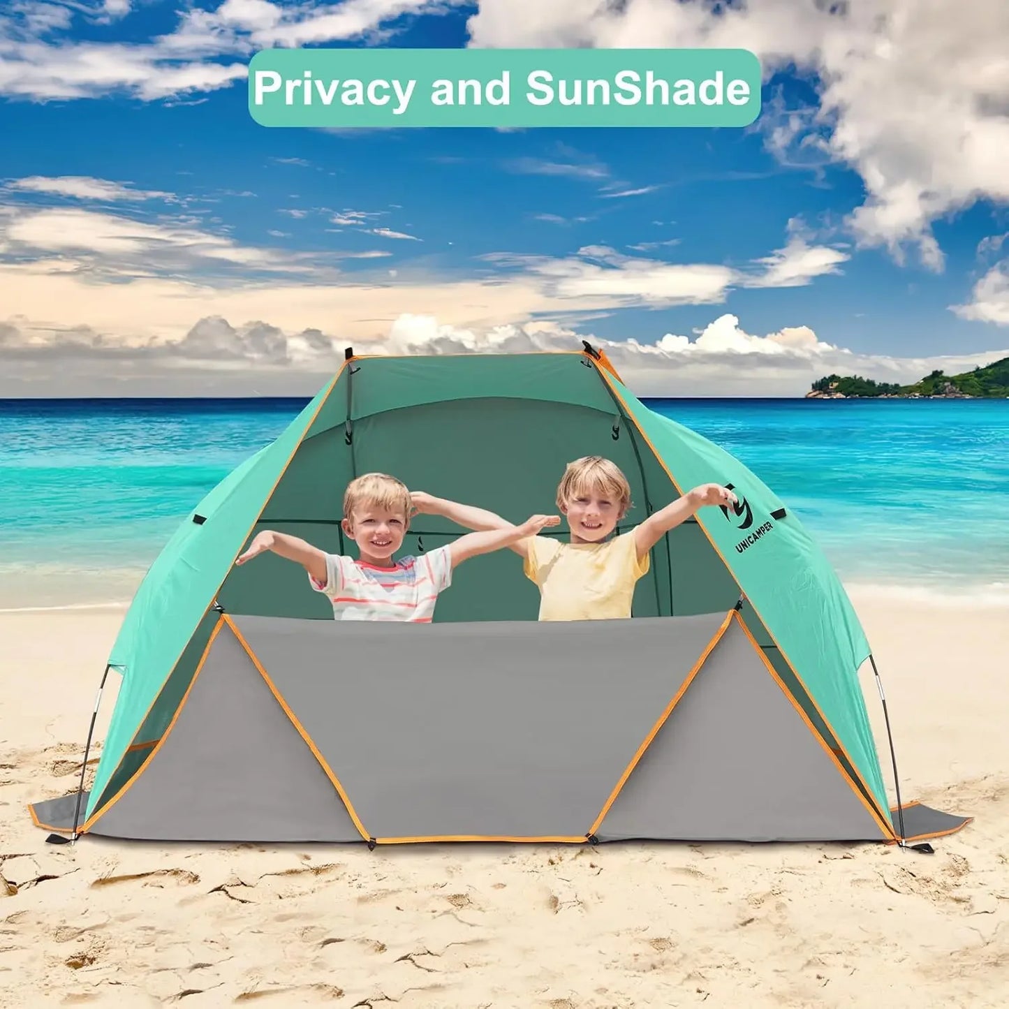 Unp Beach Tent 3-Person Sun Shelter UPF 50+ Waterproof Floor