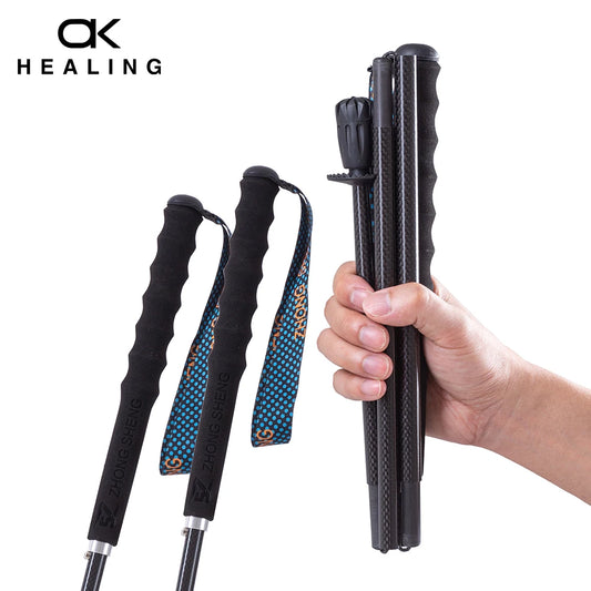 OKHEALING T800 Carbon Fiber Trekking Poles Lightweight Collapsible