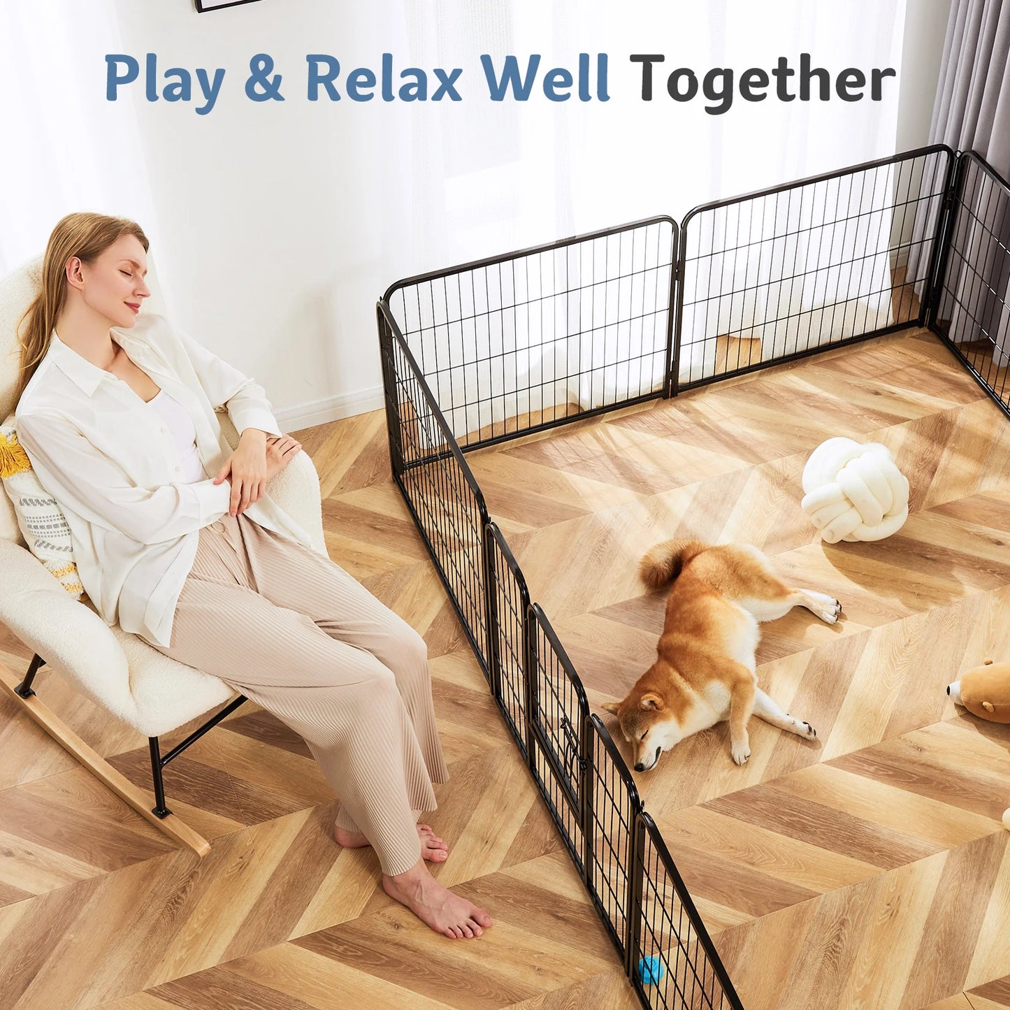 JHK Metal Foldable Pet Playpen for Indoor and Outdoor Use