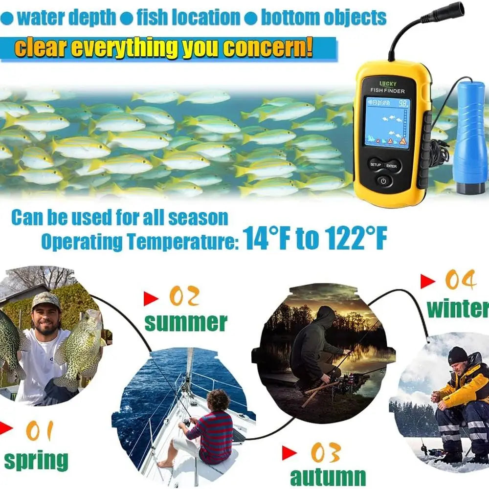 Portable Kayak Fish Finder With Sonar Handheld Depth Sensor