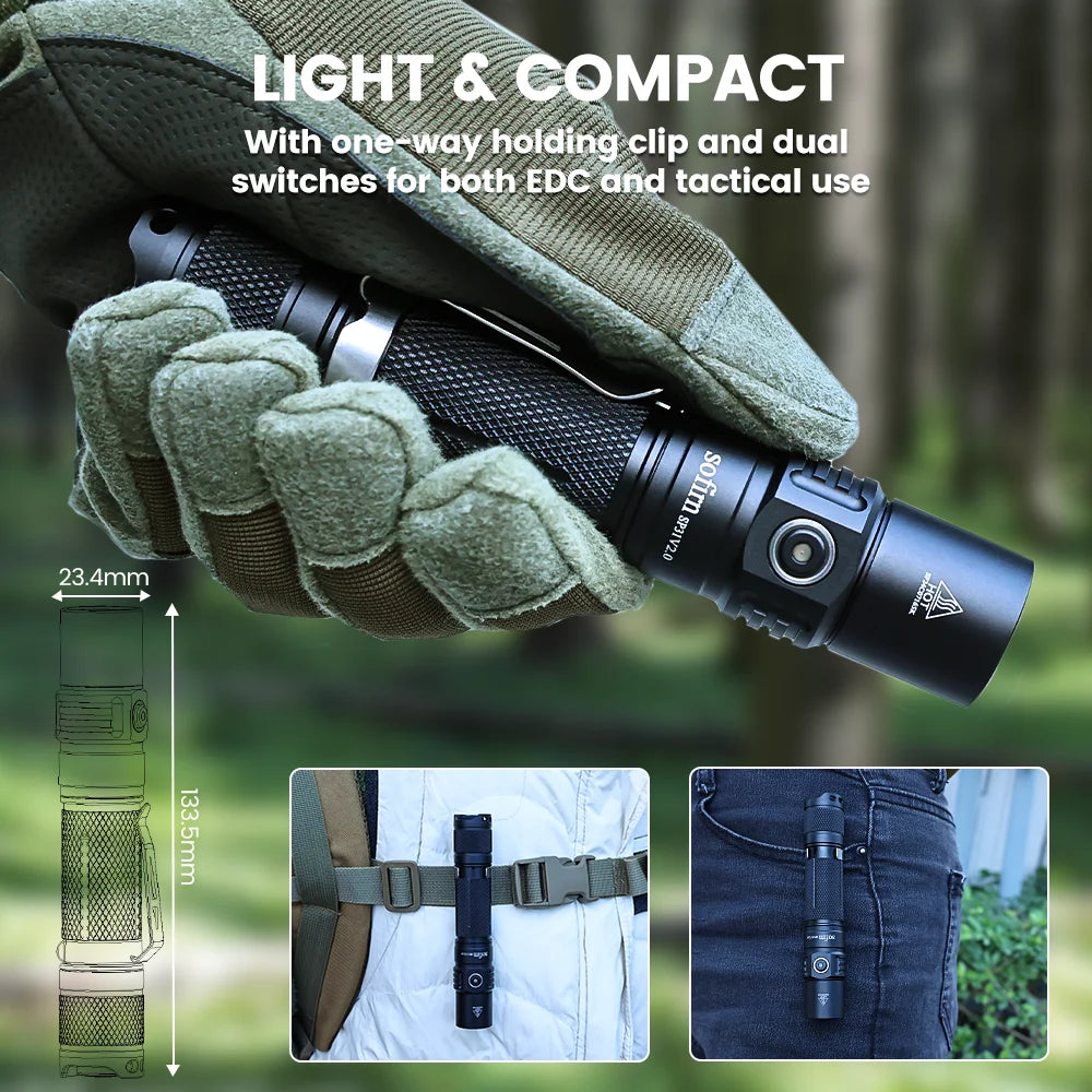 Sofirn SP31 V2 Tactical LED Flashlight 1200lm Dual Switch
